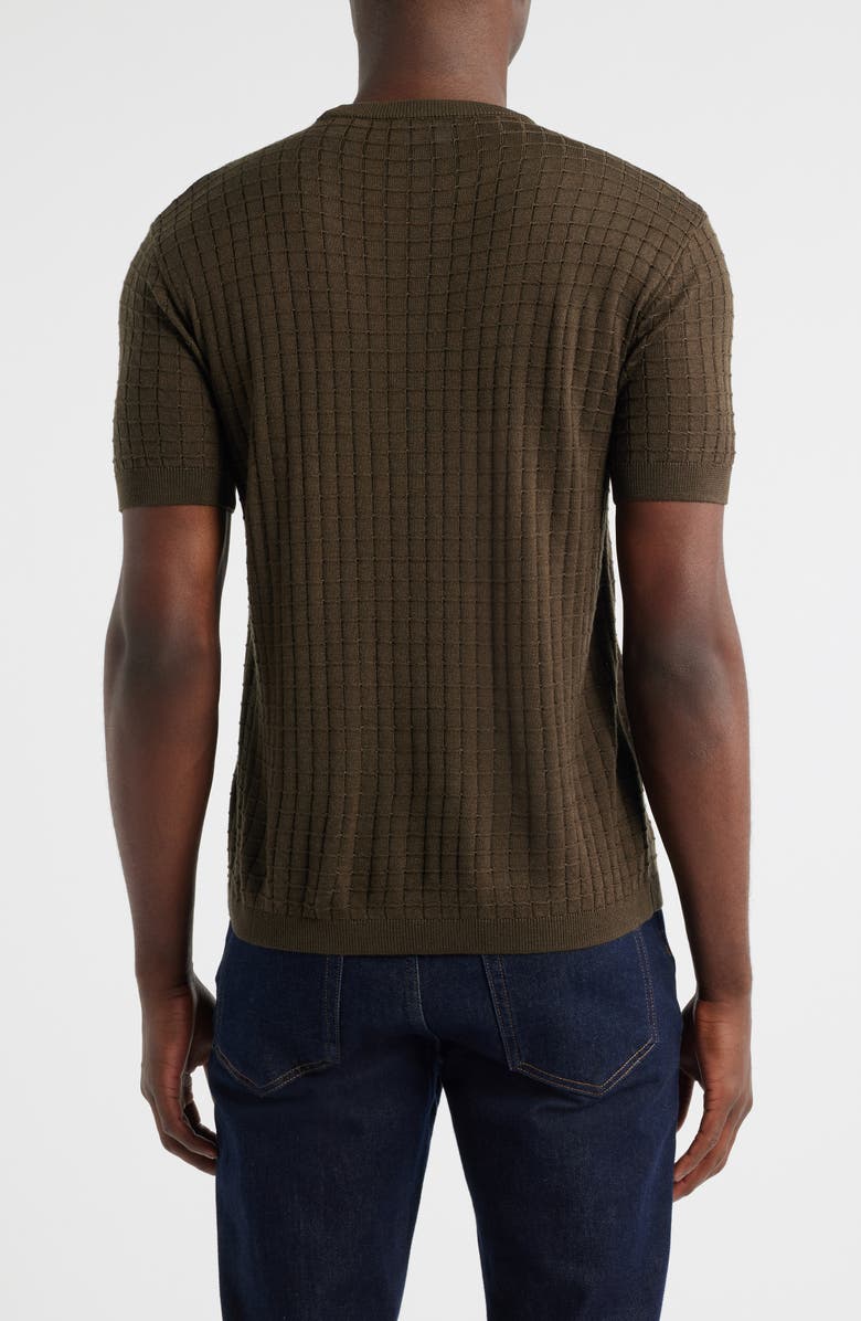 Emporio Armani Geometric Texture Short Sleeve Crewneck Sweater, Alternate, color, Green