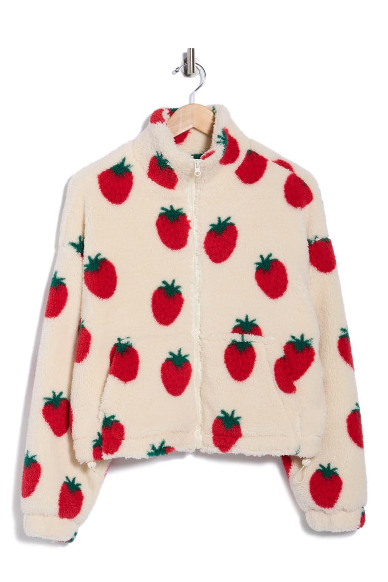 Faux Shearling Jacket, Alternate, color, STRAWBERRY CREAM