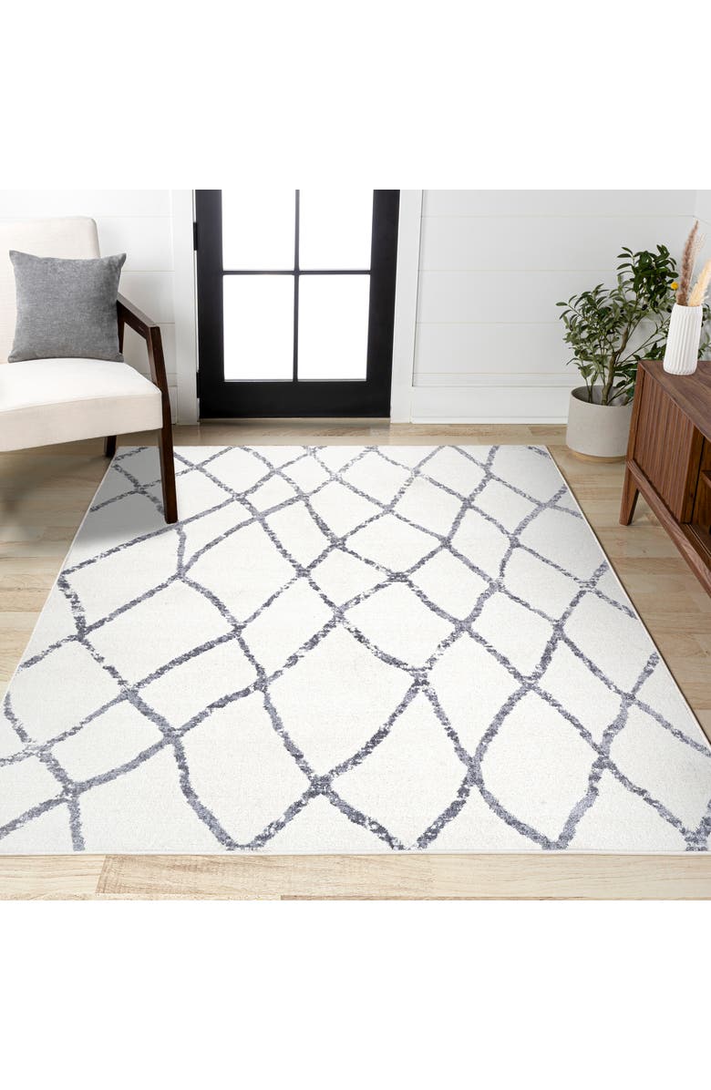 JONATHAN Y Illi Moroccan Diamond Trellis Area Rug, Alternate, color, Ivory/Gray