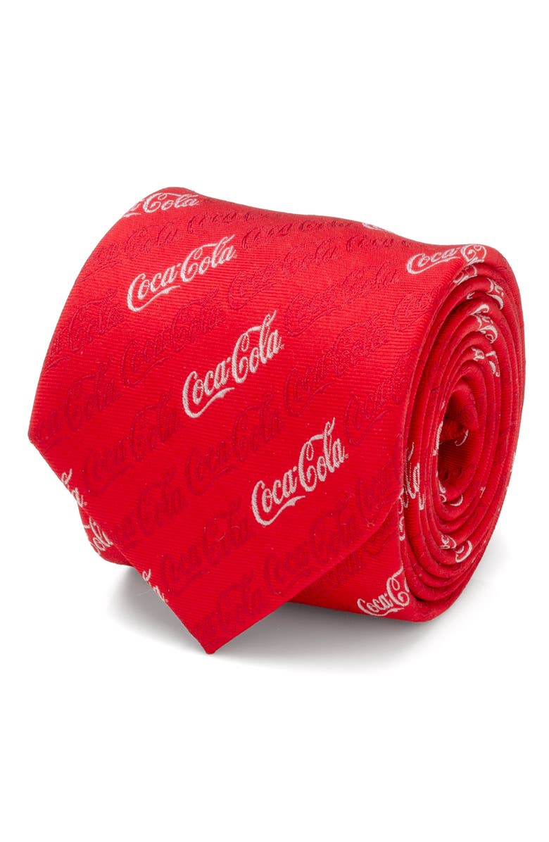 Cufflinks, Inc. Coca-Cola<sup>®</sup> Logo Red Silk Blend Tie, Alternate, color, Red