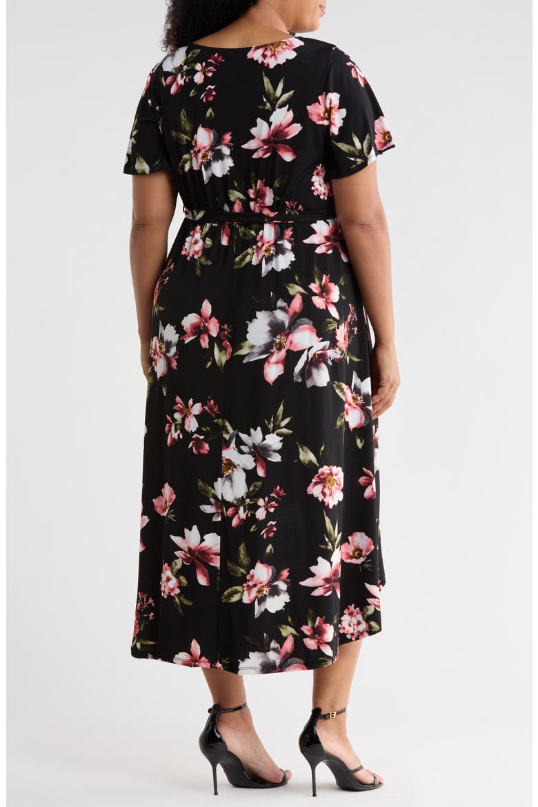 Flutter Sleeve High Low Dress, Alternate, color, BLACK FLORAL
