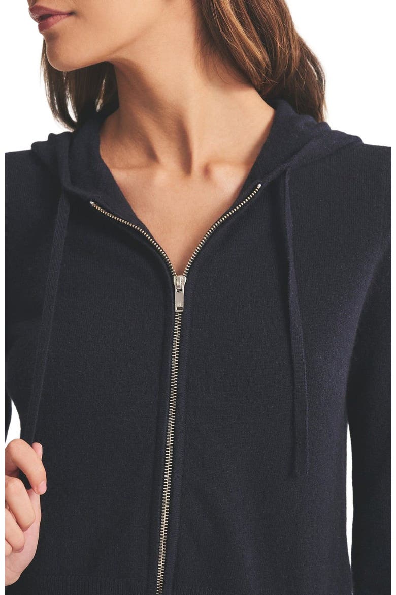 Signature Cashmere Cropped Hoodie, Alternate, color, Navy