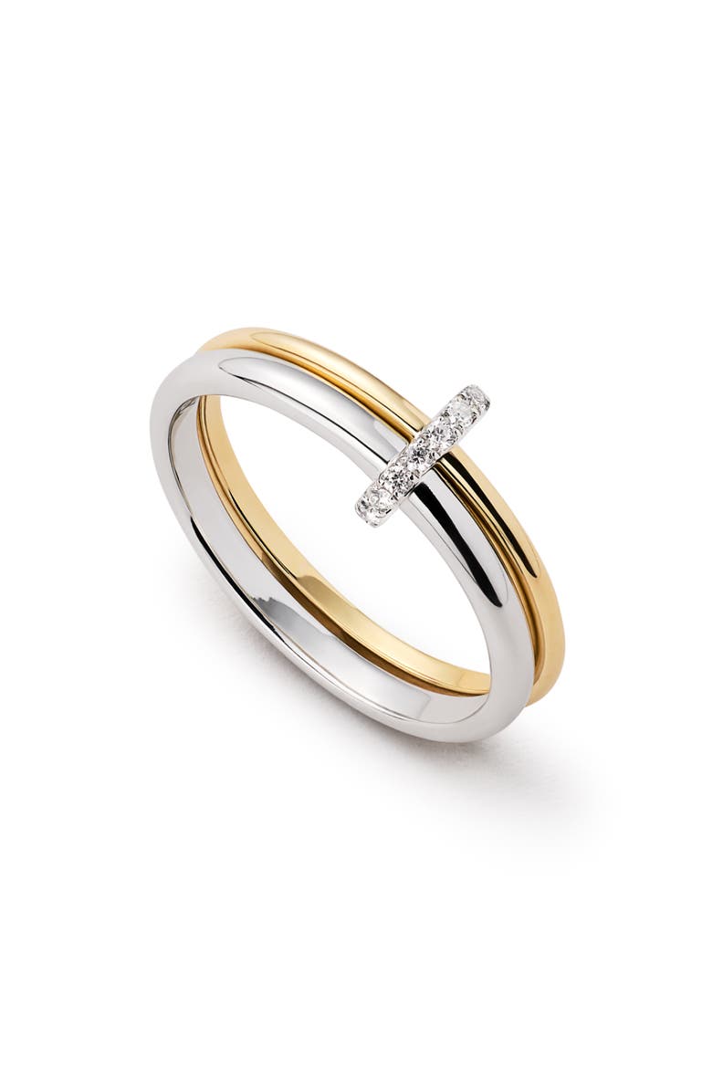 Solid Yellow Gold - Two Tone Diamond Link Ring, Main, color, Two-Tone