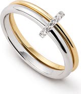 Ana Luisa Solid Yellow Gold - Two Tone Diamond Link Ring