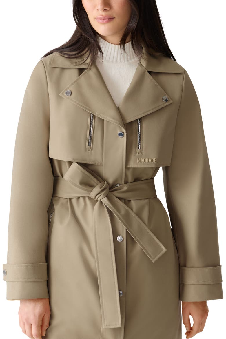 Siobhan Down Trench Coat with Removable Bib, Alternate, color, LIGHT CAMEL