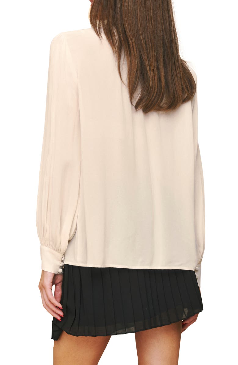 Reformation Tie Neck Blouse, Alternate, color, 