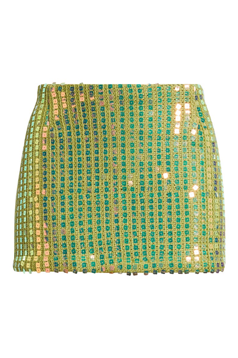 Zelaia Sequin Knit Miniskirt, Alternate, color, GREEN