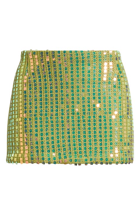 Zelaia Sequin Knit Miniskirt