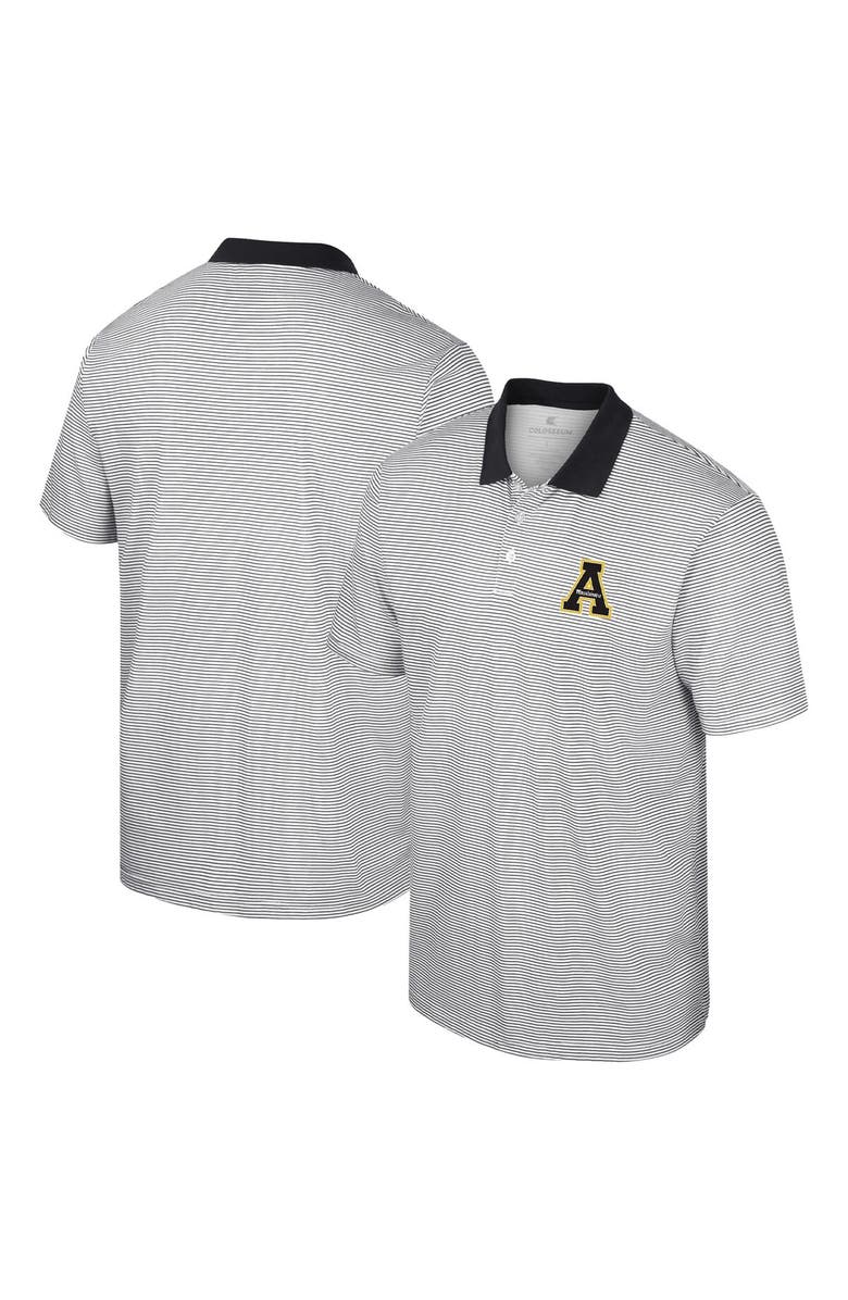 COLOSSEUM Men's Colosseum White/Black Appalachian State Mountaineers Print Stripe Polo, Main, color, White