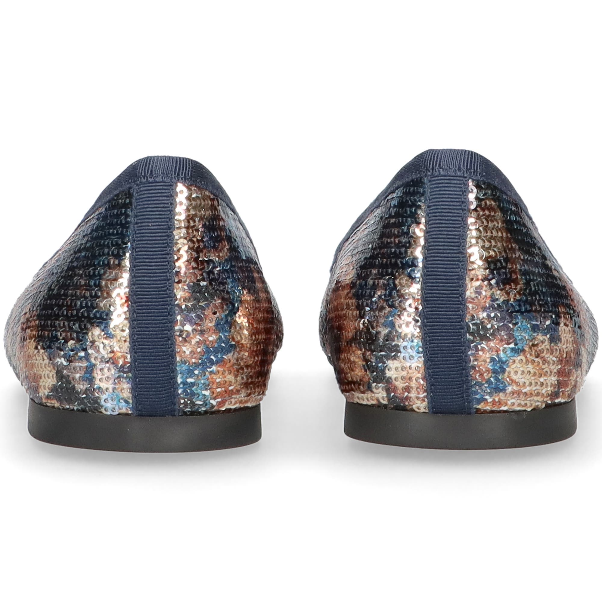 Round Toe Textile Ballet Flat, Alternate, color, Blue and tan