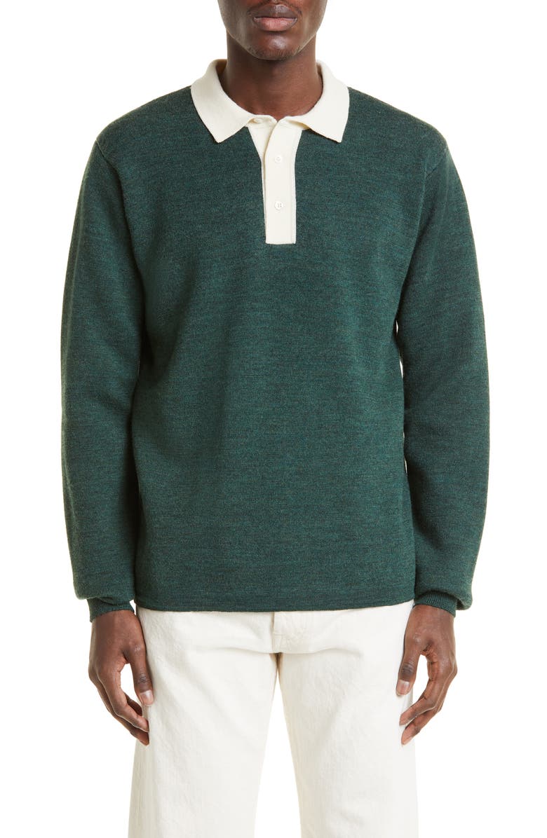 Drake's Merino Wool Rugby Polo Sweater, Main, color, 