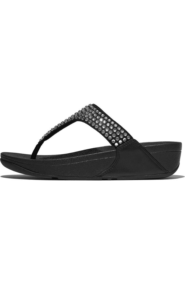 FitFlop Lulu Maxi-crystal toe-post sandals, Alternate, color, Black