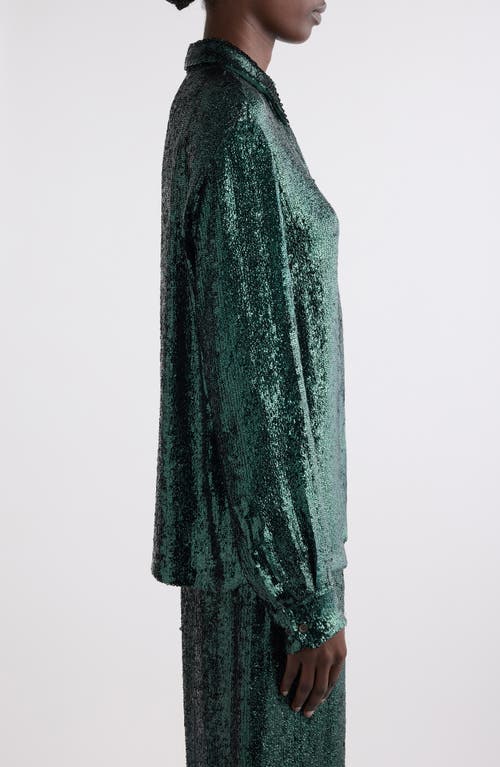Dries Van Noten Womens Bottle Sequin-embellished Long-sleeves Woven Shirt