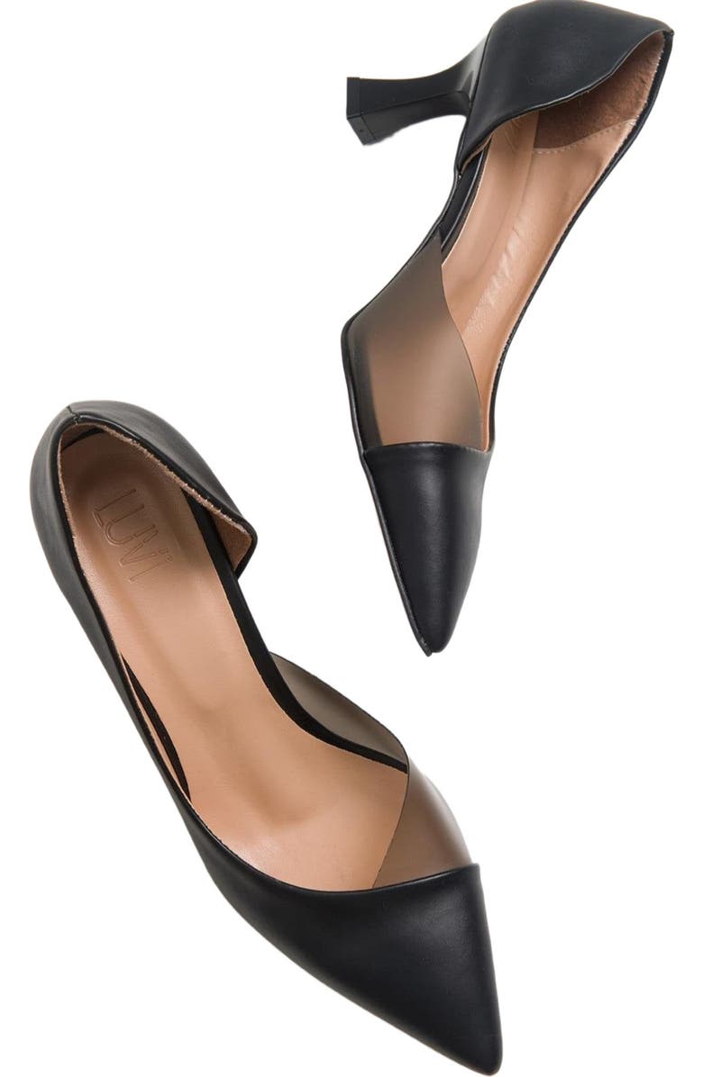 Prologue Shoes Vera Pointed Toe Pump, Alternate, color, Black Faux Leather