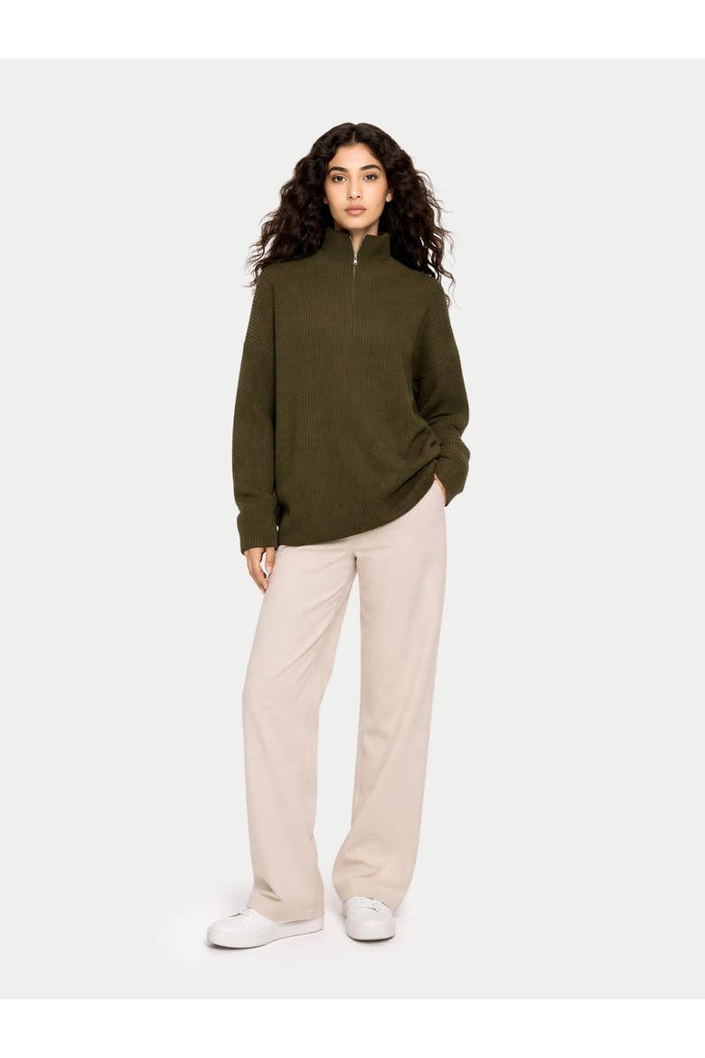 Cashmere Quarter-Zip Sweater, Alternate, color, avocado
