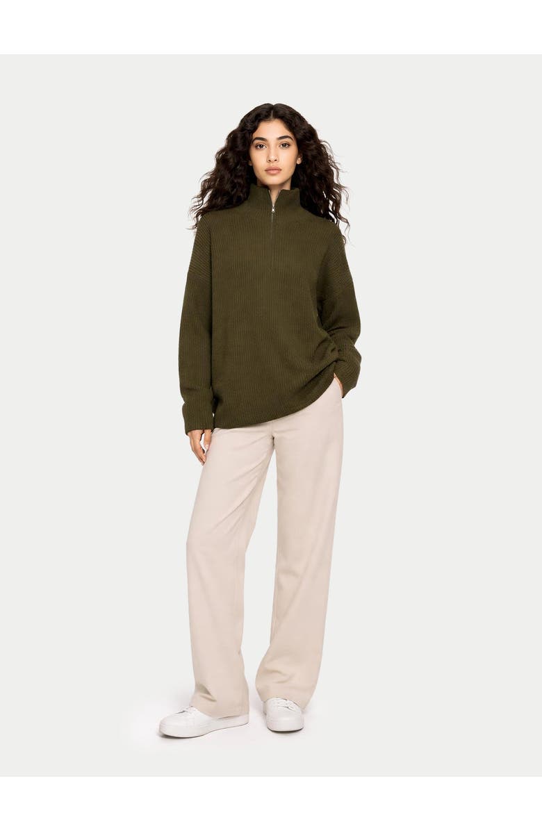 GOBI Mongolian Cashmere Cashmere Quarter-Zip Sweater, Alternate, color, Avocado