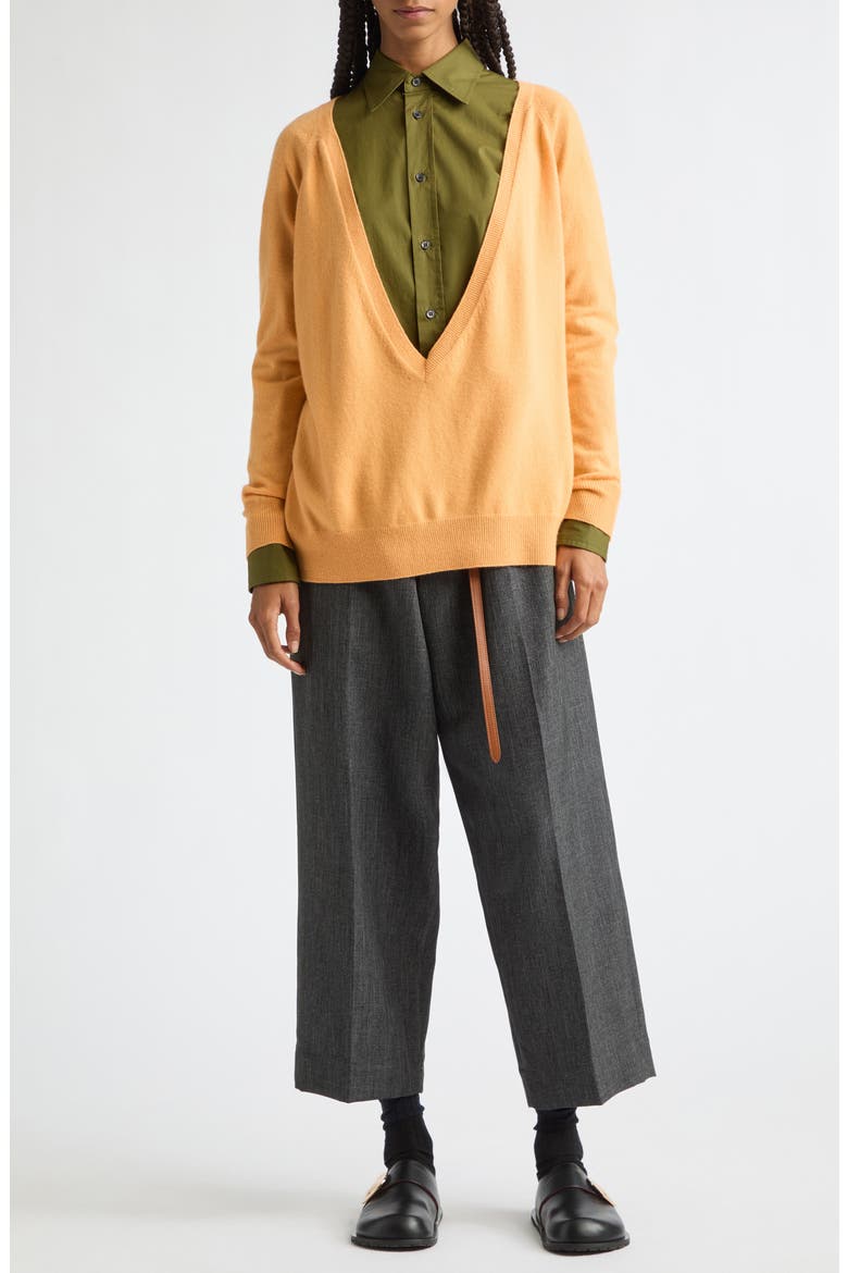 High Waist Wide Leg Trousers, Alternate, color, MELANGE BLACK / WHITE