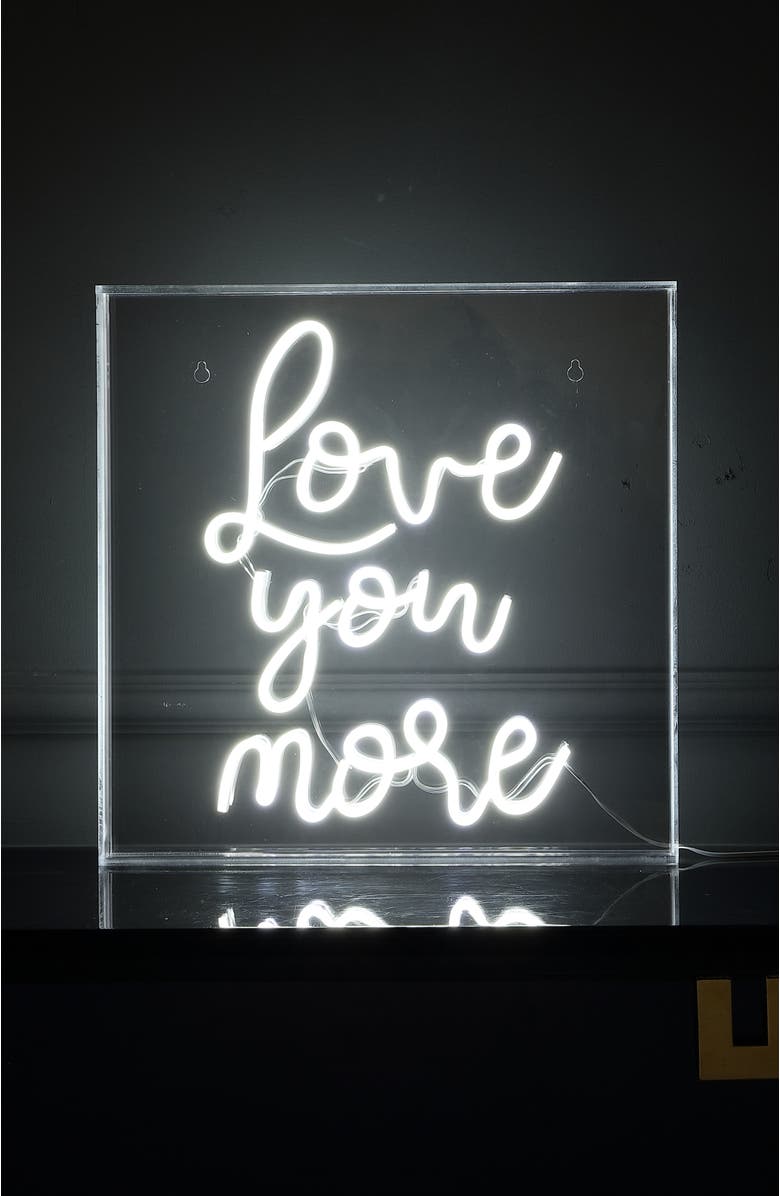 JONATHAN Y Love Square Contemporary Glam Acrylic Box USB Operated LED Neon Light, Alternate, color, White