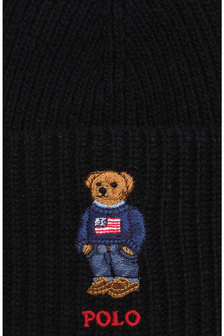 Flag Bear Beanie, Alternate, color, POLO BLACK