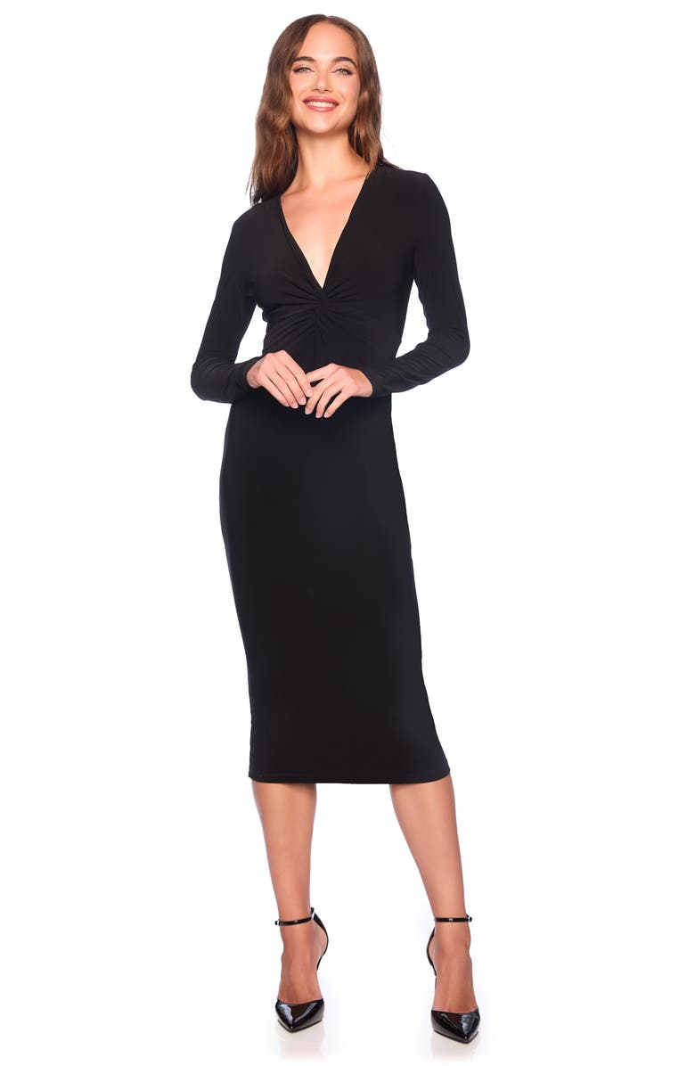 Susana Monaco Twist Front Long Sleeve Matte Jersey Midi Dress, Alternate, color,