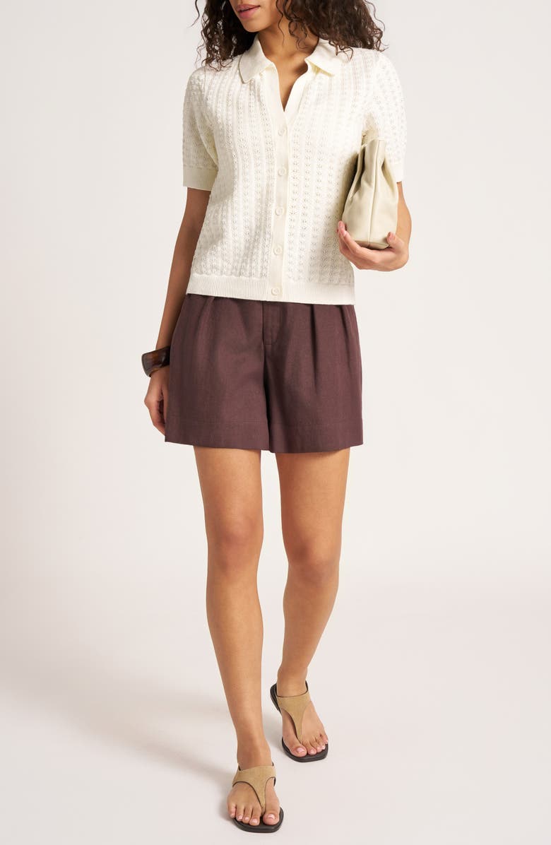 matty m. Solana Pointelle Polo Cardigan, Alternate, color, 