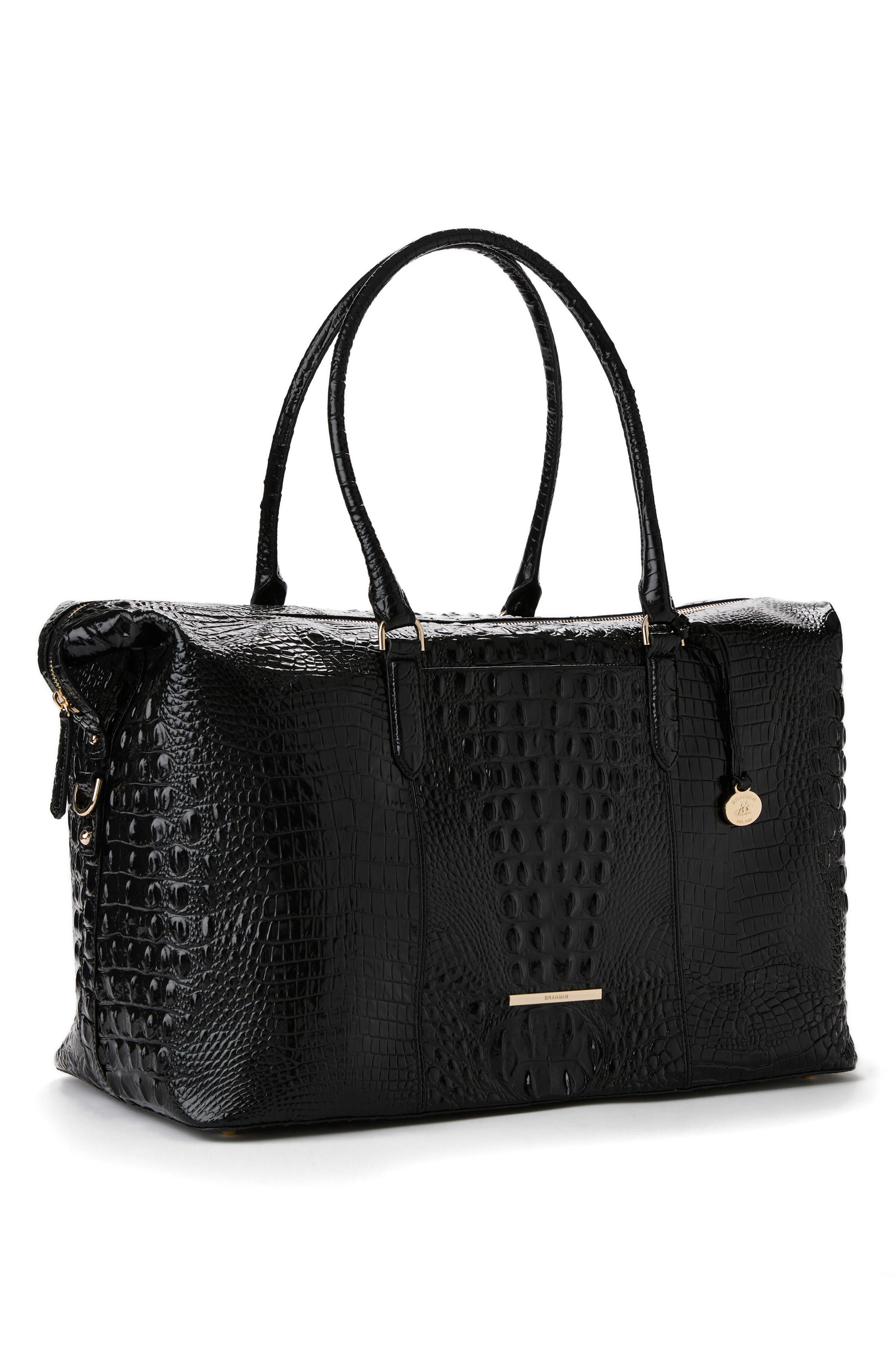 Brahmin Duxbury Croc Embossed Leather Weekend Bag, Alternate, color, 