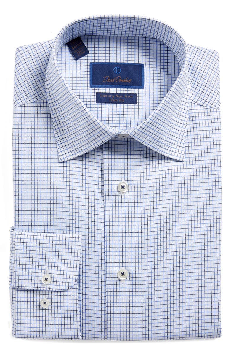 David Donahue Luxury Non-Iron Trim Fit Check Dress Shirt, Alternate, color, 