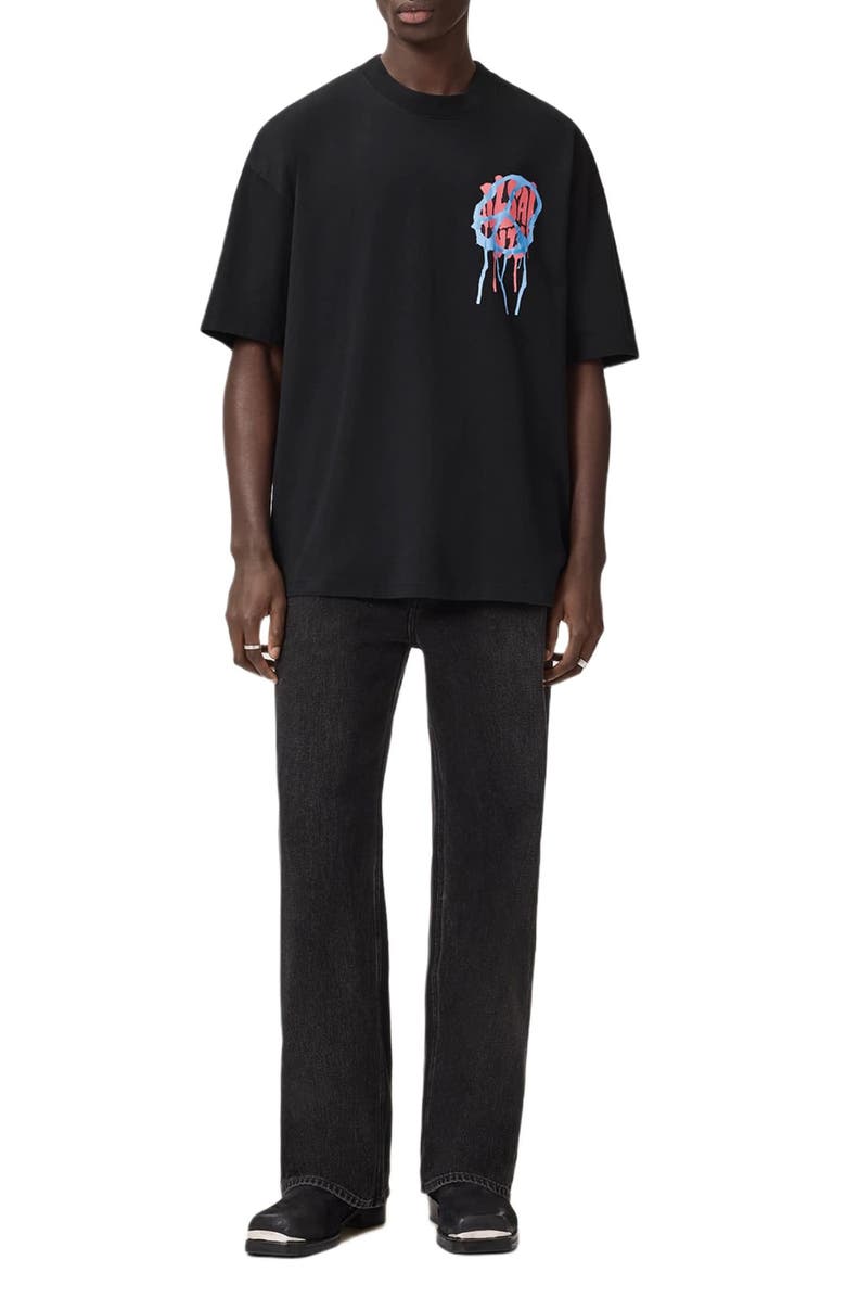 AllSaints Runner Oversize Cotton Crewneck T-Shirt, Alternate, color, Washed Black
