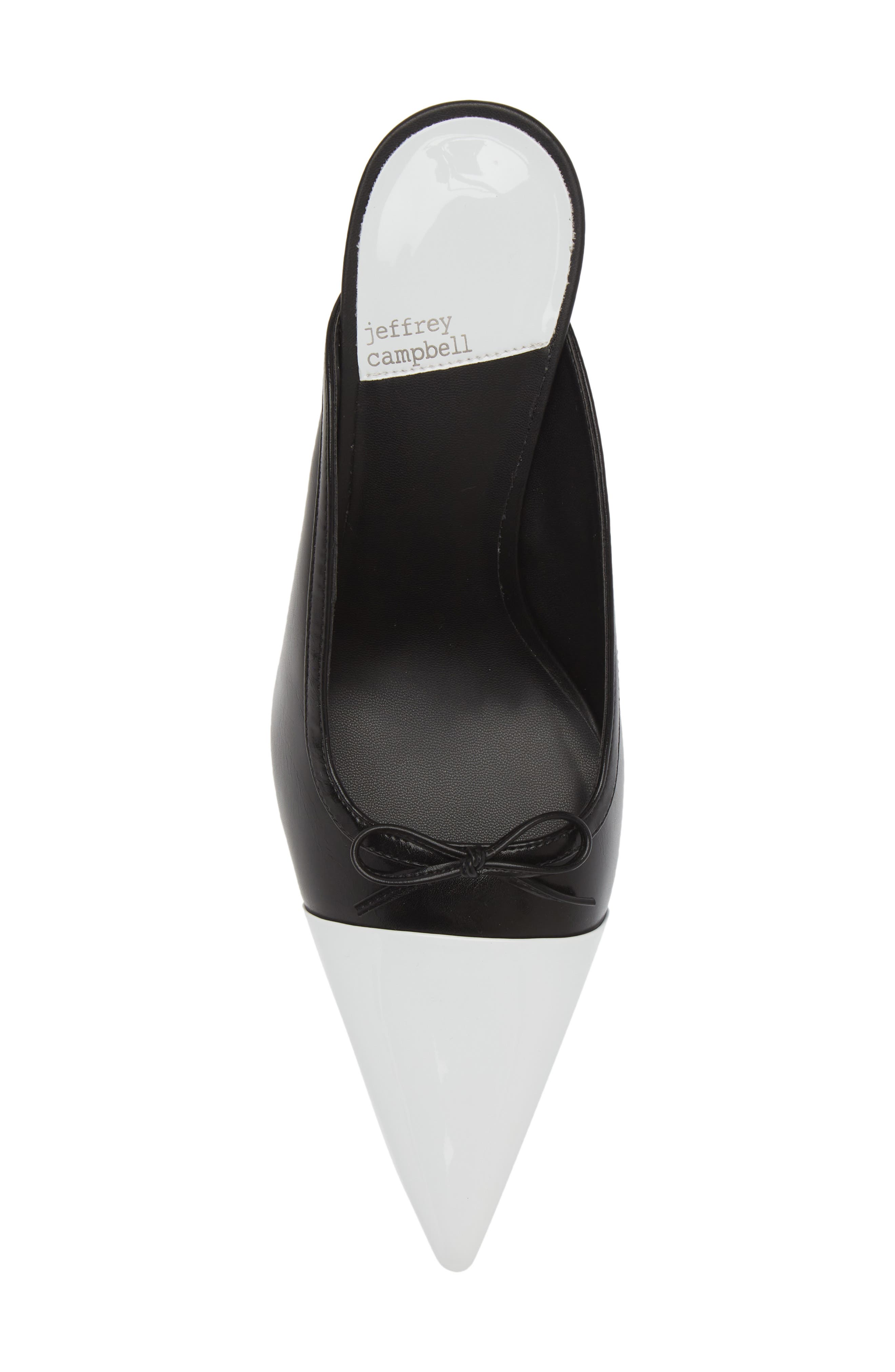 Chopine Pointed Cap Toe Mule, Alternate, color, WHITE PATENT BLACK