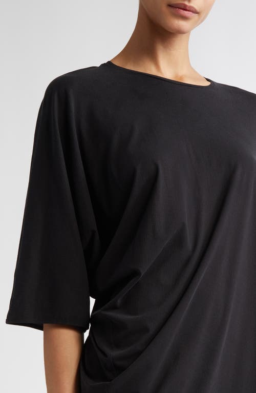 Shop Fforme Margia Fitted Draped Stretch Silk T-shirt In Black