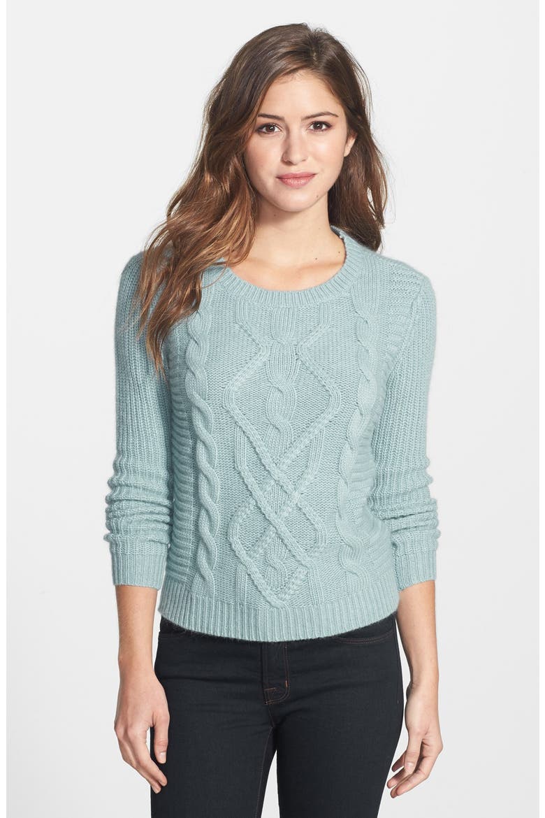 Cable Knit Sweater, Main, color, BLUE TOURMALINE