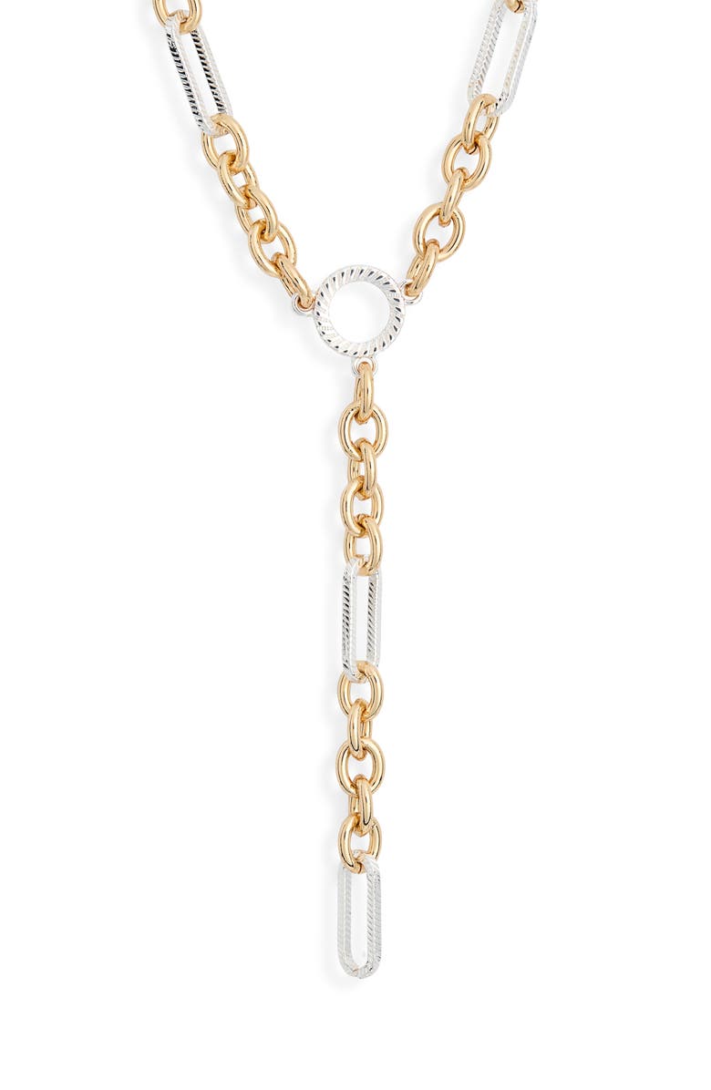 NORDSTROM RACK Bar & Link Chain Y-Necklace, Main, color, Gold- Silver