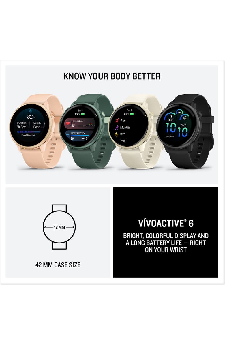 Garmin vivoactive 6 Fitness Smartwatch - 42mm, Alternate, color, Metallic Jasper Green