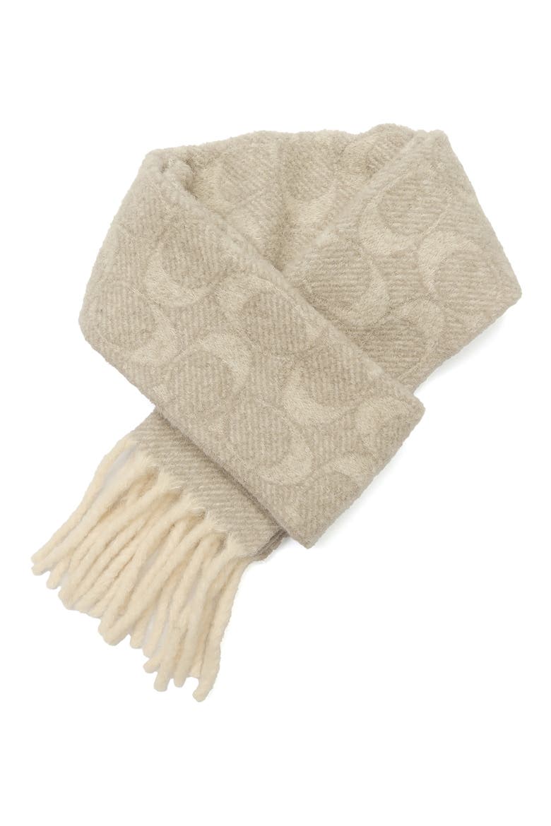 Signature Alpaca Blend Scarf, Alternate, color, CHALK