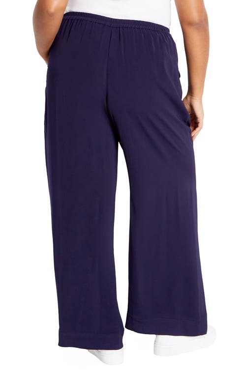 City Chic Brigitta Pull-on Wide Leg Pants In Navy