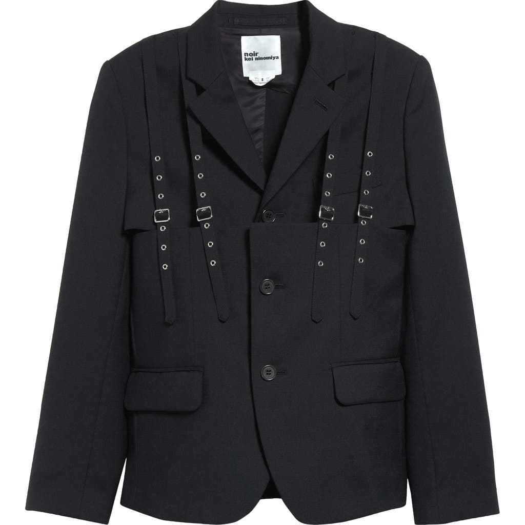 NOIR KEI NINOMIYA NOIR KEI NINOMIYA BUCKLE STRAP SINGLE BREASTED WOOL OXFORD BLAZER