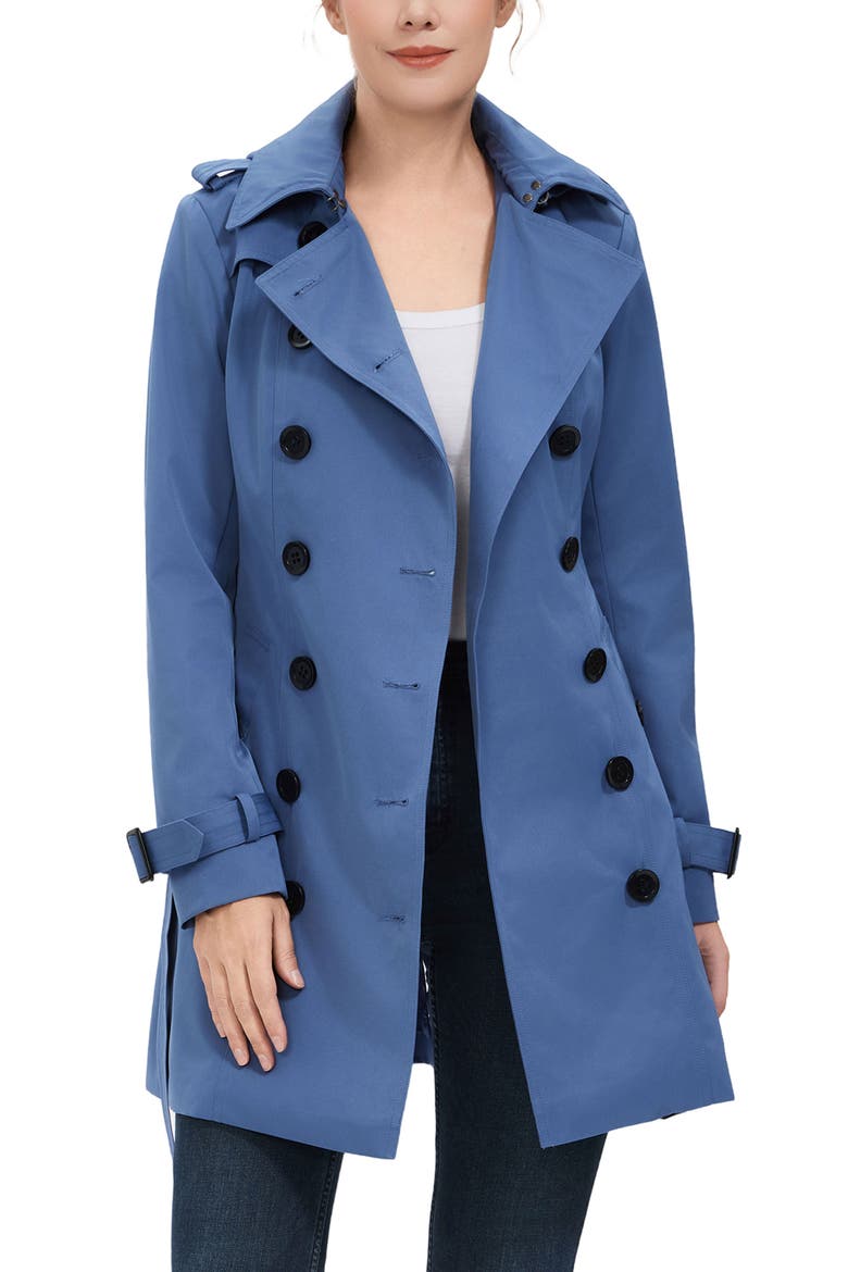 Women's Rosie Hooded Trench Coat, Alternate, color, Cobalt Saphire