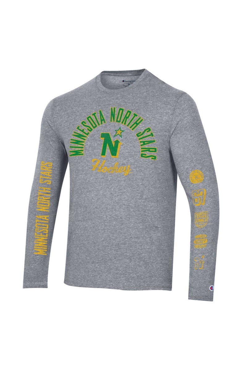 Champion Men's Champion Heather Gray Minnesota North Stars Multi-Logo Tri-Blend Long Sleeve T-Shirt, Alternate, color, 