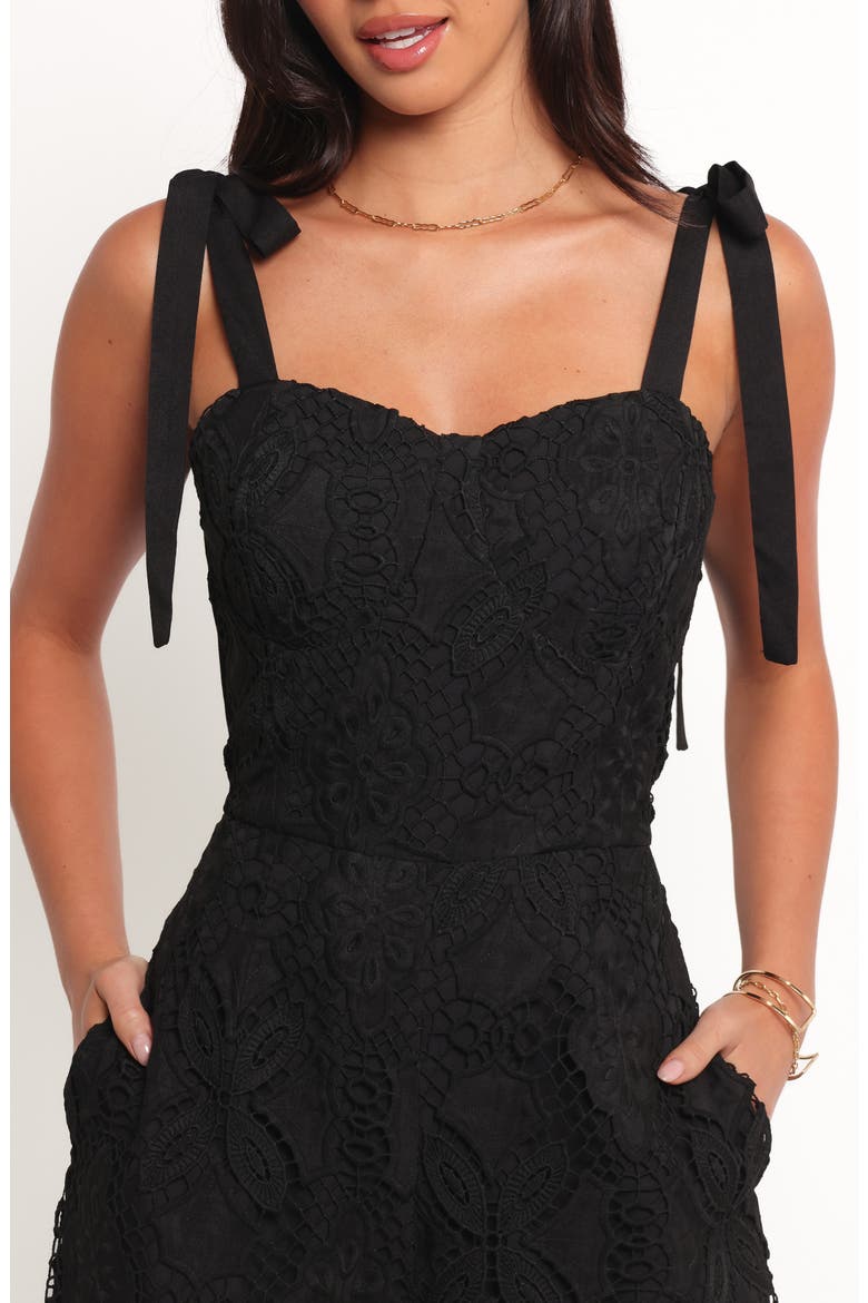 Raya Tie Strap Lace Jumpsuit, Alternate, color, BLACK
