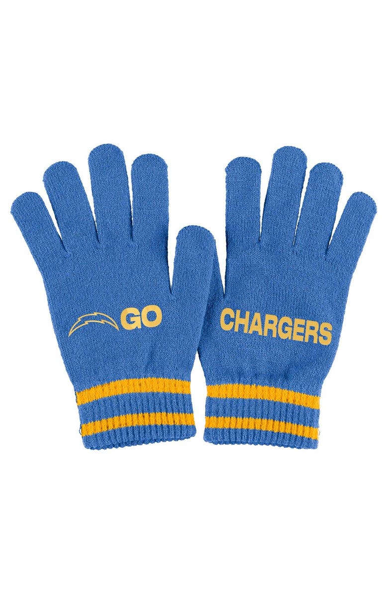 WEAR by Erin Andrews Women's WEAR by Erin Andrews Powder Blue Los Angeles Chargers Double Jacquard Cuffed Knit Hat with Pom and Gloves Set, Alternate, color, Powder Blue