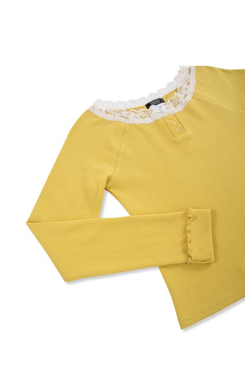 Truce Kids' Rib Knit Long Sleeve Top In Yellow
