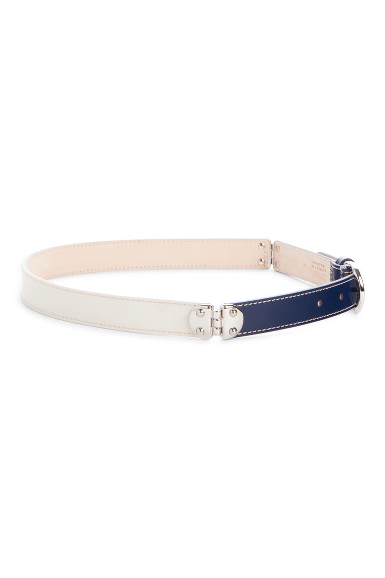Zap Leather Belt, Alternate, color, DARK BLUE/ PALLADIUM DBPA