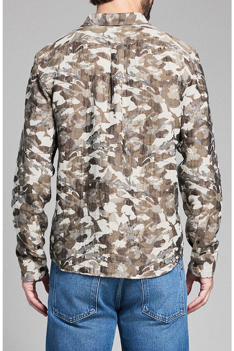 Camellia Jacquard Cedar Button-Up Shirt, Alternate, color, GREEN MULTI