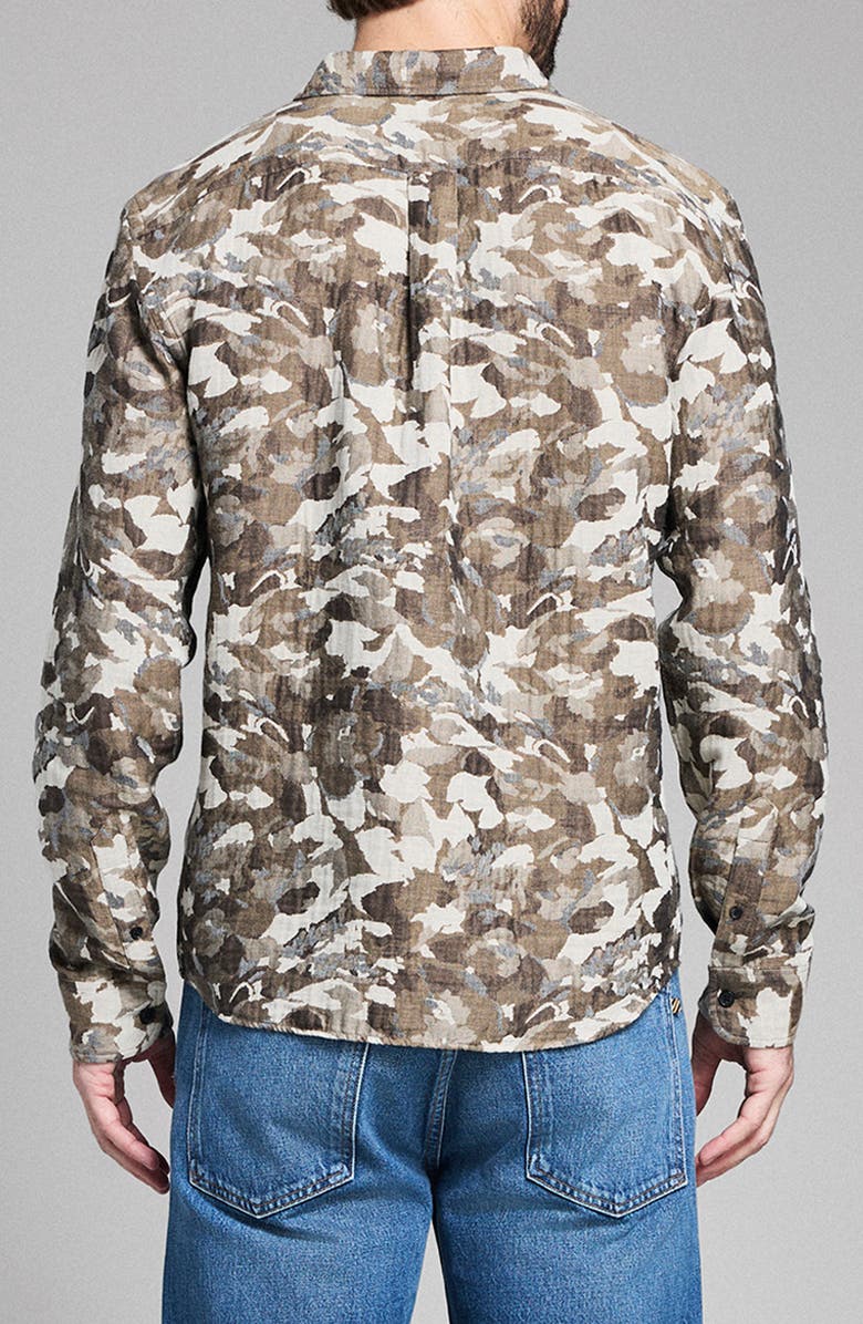 Billy Reid Camellia Jacquard Cedar Button-Up Shirt, Alternate, color, Green Multi