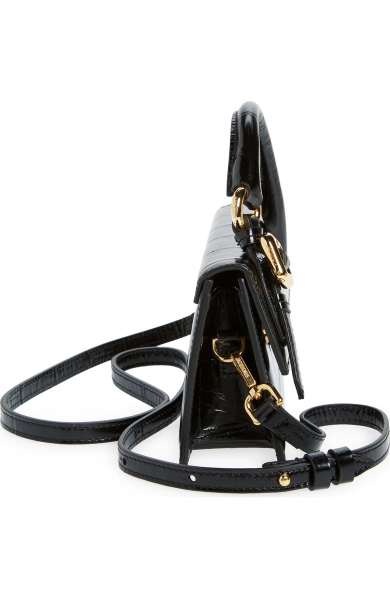 Jacquemus Le Chiquito Long Croc Embossed Leather Convertible Bag, Alternate, color,