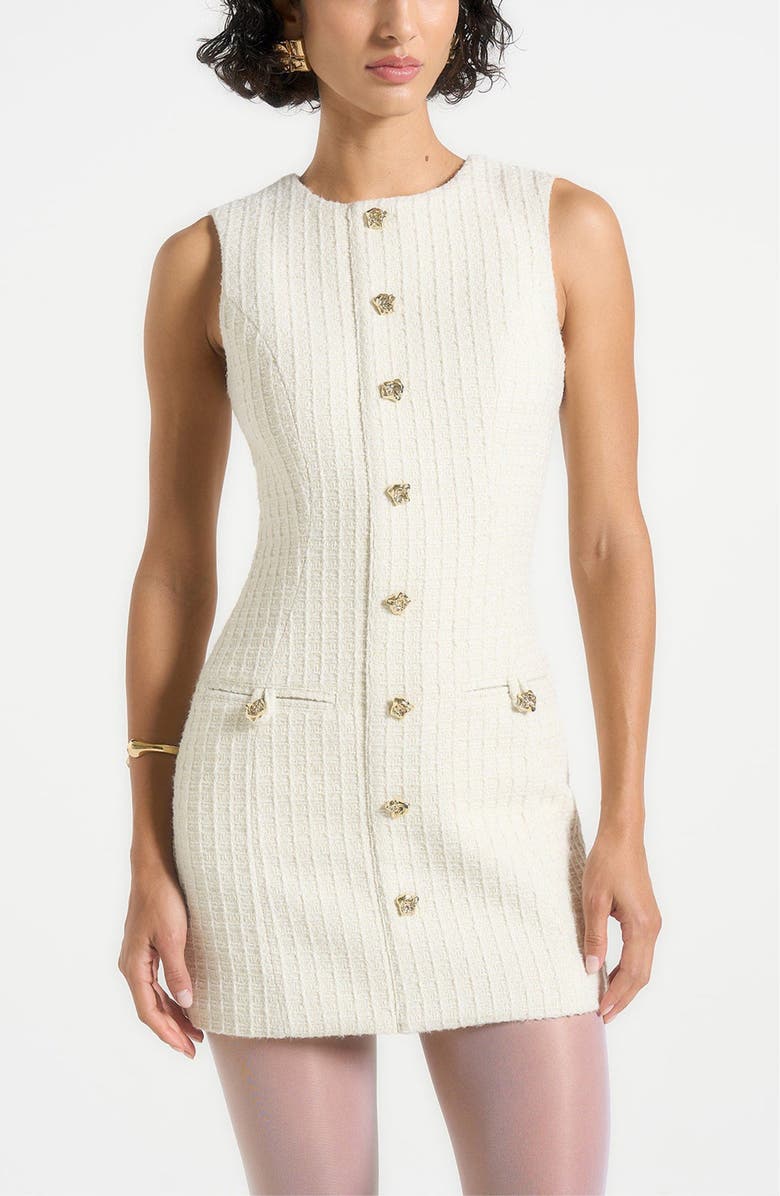 Manière De Voir Nadine Tweed Mini Dress, Main, color, Cream
