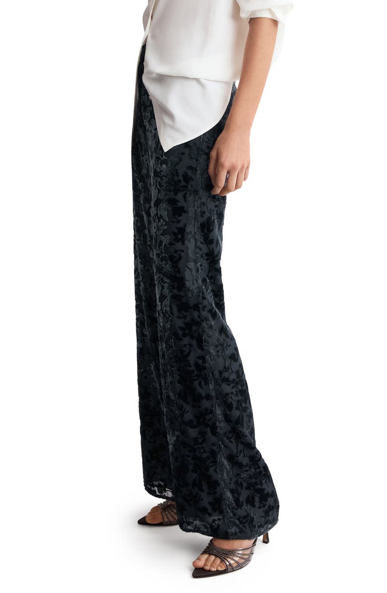 MANGO Devoré Velvet Straight Leg Pants, Alternate, color, Night Blue