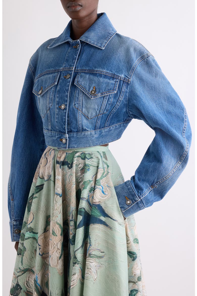Crop Open Back Denim Jacket, Alternate, color, MEDIUM BLUE