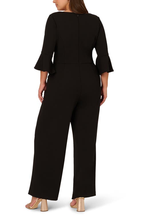 ADRIANNA PAPELL ADRIANNA PAPELL TIE FRONT WIDE LEG CREPE JUMPSUIT