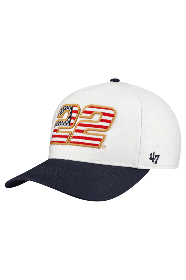 Men's '47 White Joey Logano Flag Fill Two-Tone Team Adjustable Hitch Hat, Main, color, White